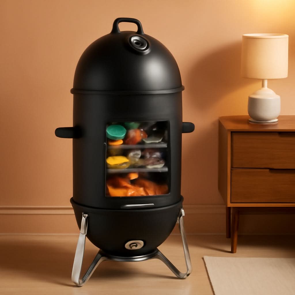 Vertical 18.8 Inch Charcoal Smoker With Thermometer