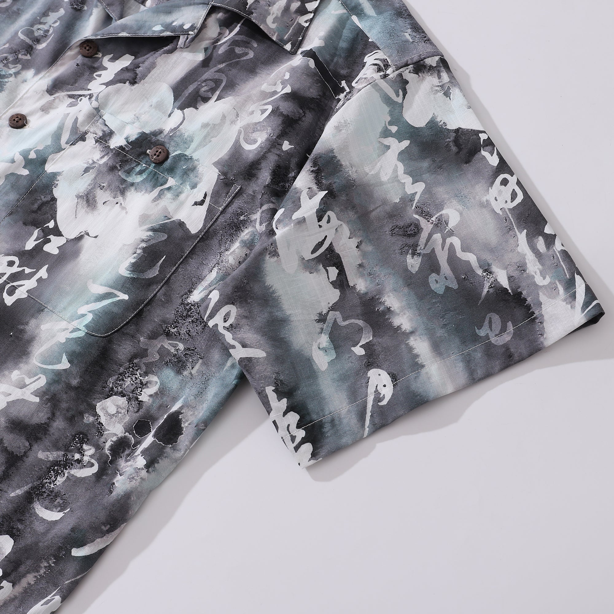 Designer Hawaiian Shirt For Men Chinese Ink Painting Shirt 100% Cotton Camp Collar Shirt By Sherry
