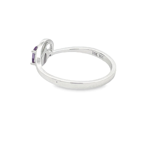 .02ct Amethyst Diamond Ring 10KT White Gold Bids.com