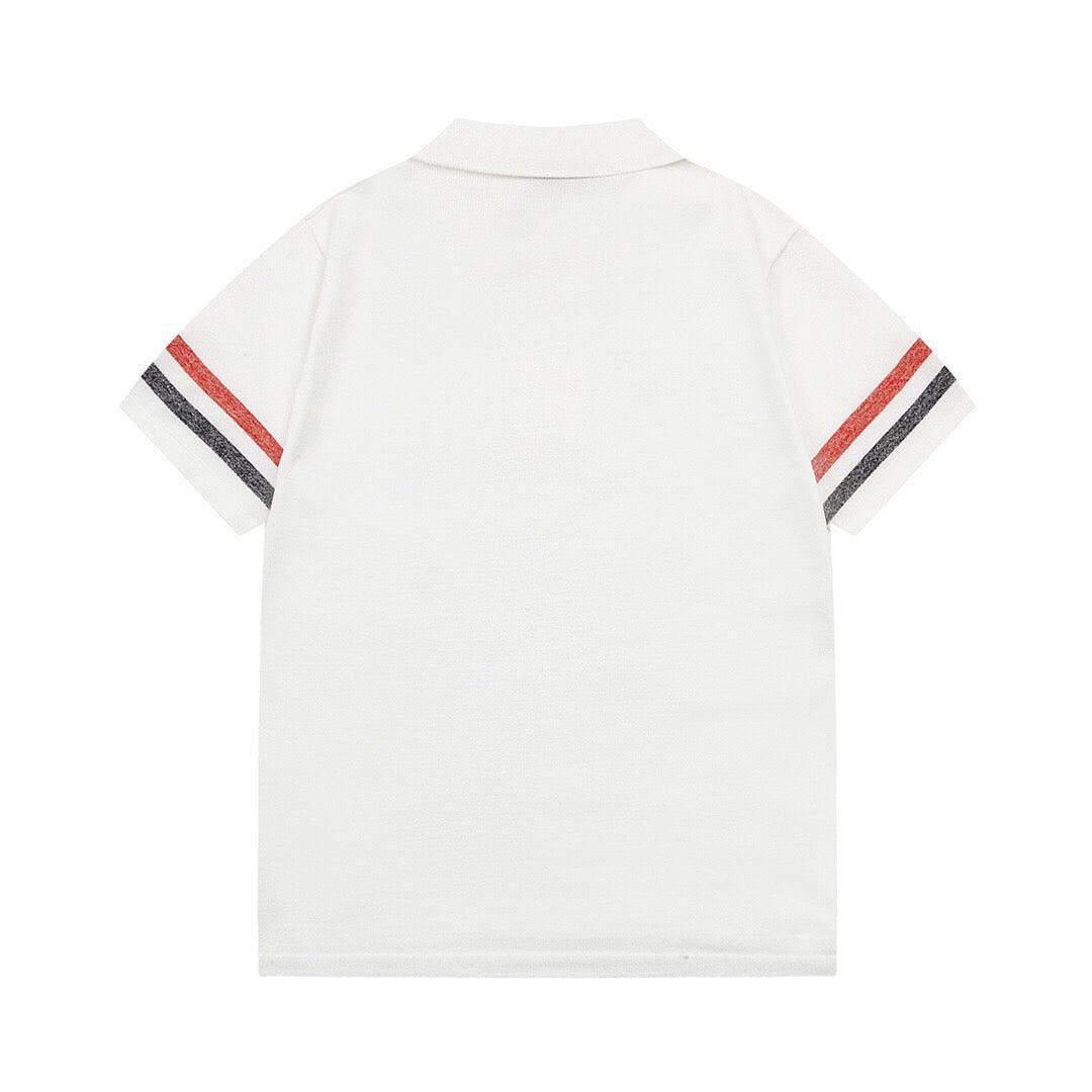 Thom Browne Classic Fit White Collar T-Shirt with Tricolor Grosgrain Detailing Banlieue91