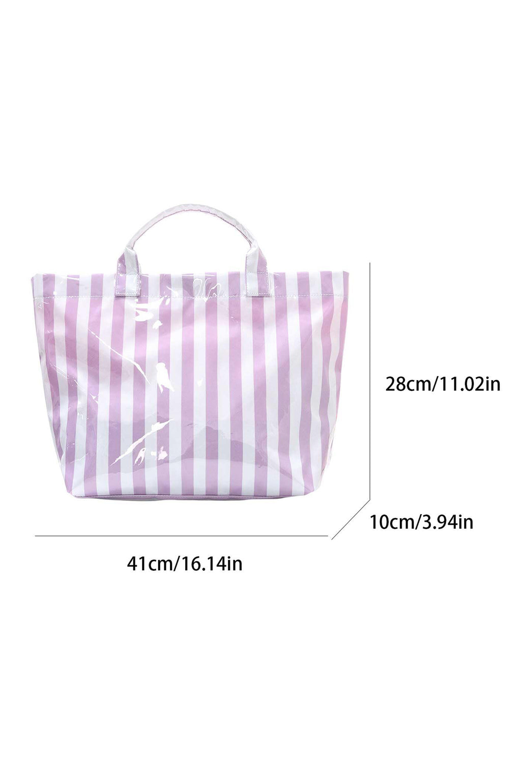 Red Glossy Striped Vinyl Large Tote Bag (Color Varied)