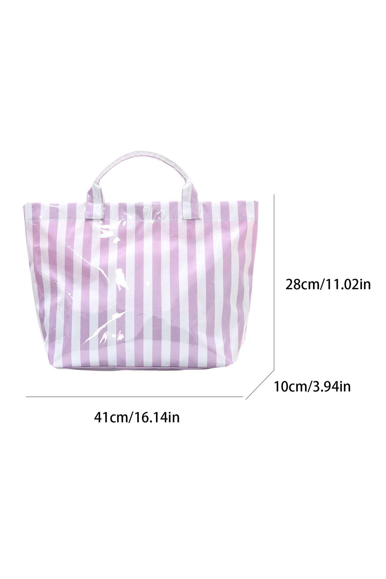 Red Glossy Striped Vinyl Large Tote Bag (Color Varied)