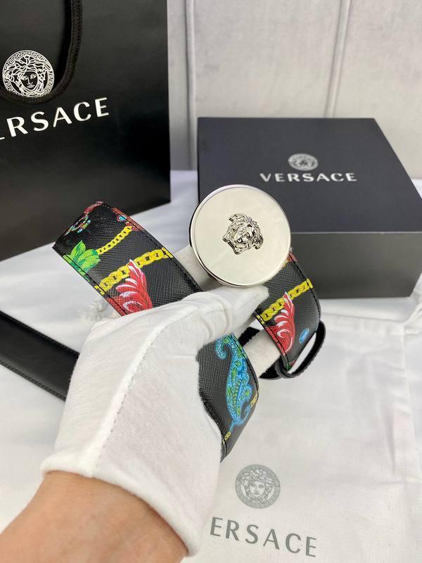 Versace MEDUSA BIGGIE ENAMEL LEATHER BELT Banlieue91
