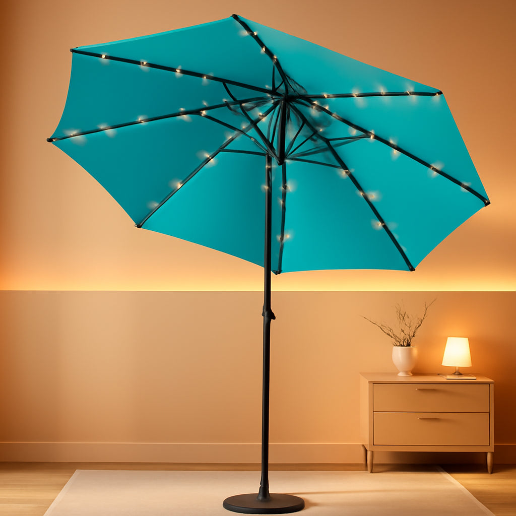 Solar Patio Umbrella Illuminated With Durable LEDs