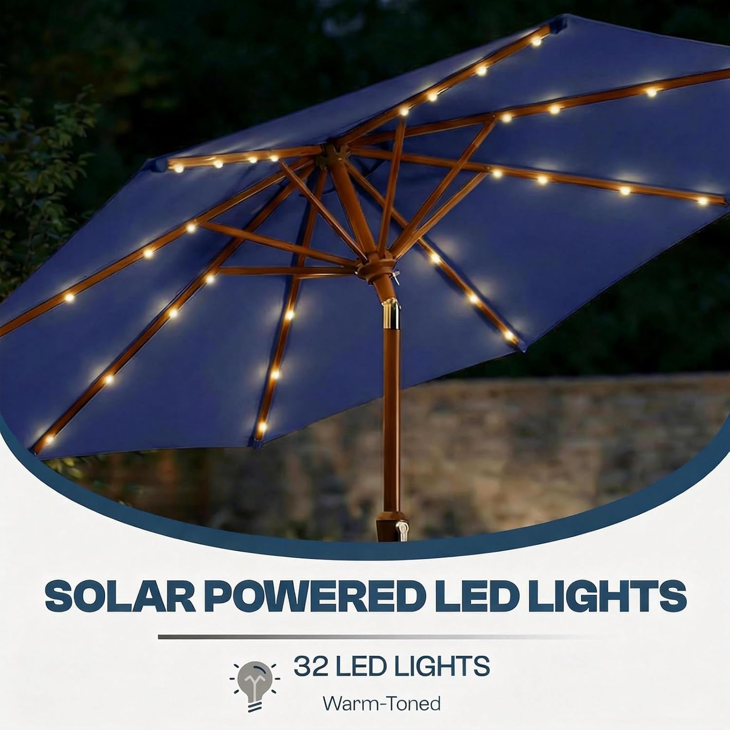 Ten Foot Patio Umbrella With Premium LED Lights UV Guard