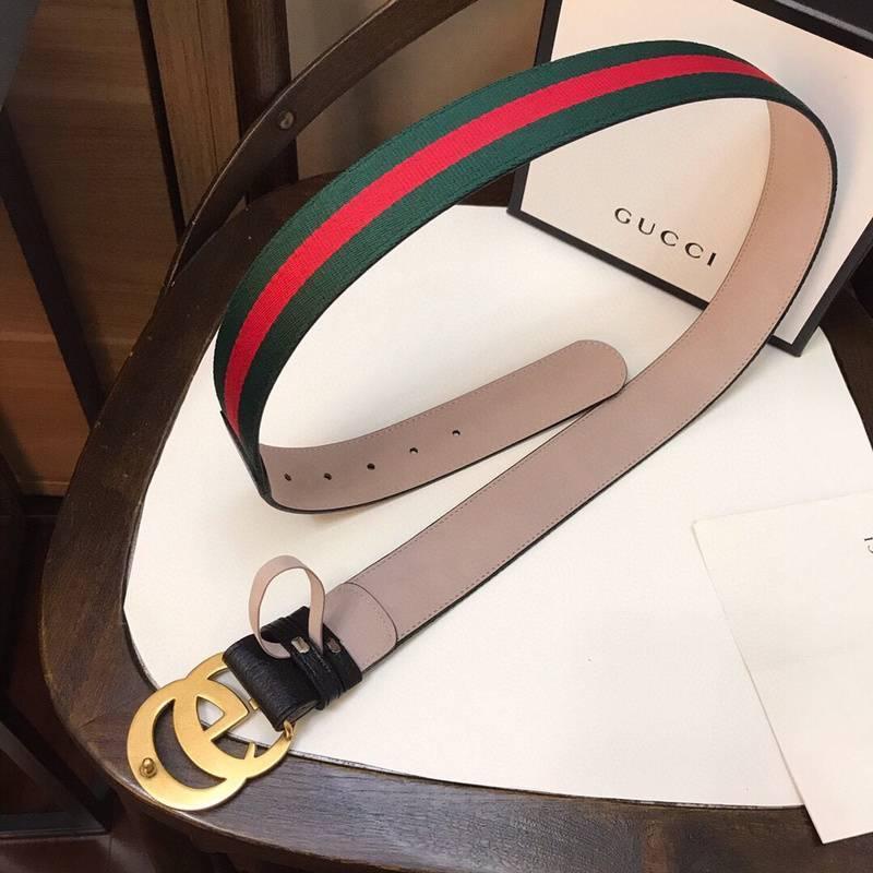 Gucci GG Marmont Web Belt Canvas and Leather 'Green/Red' Banlieue91
