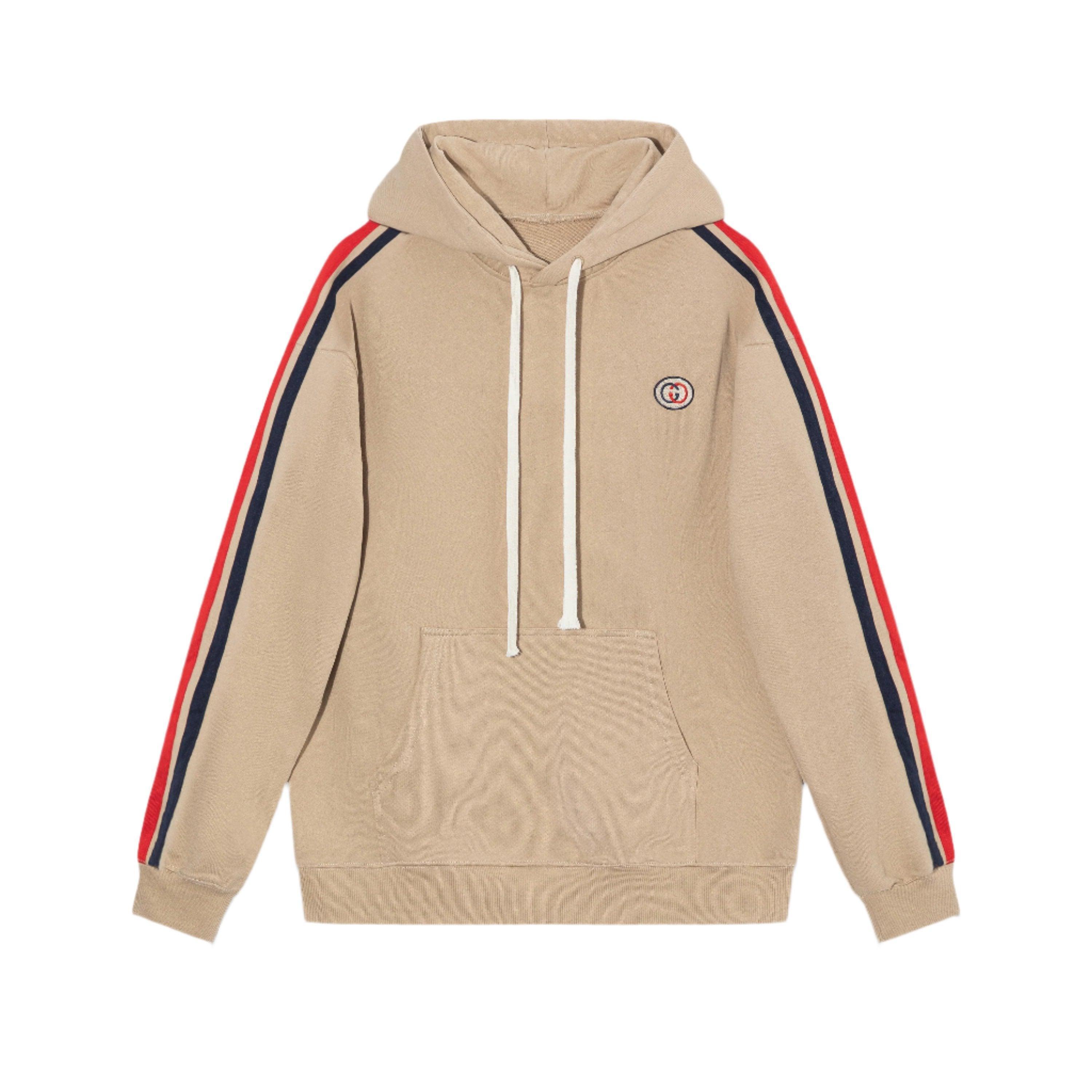 GUCCI Stripe-detail Gg Hoodie In Paste Banlieue91