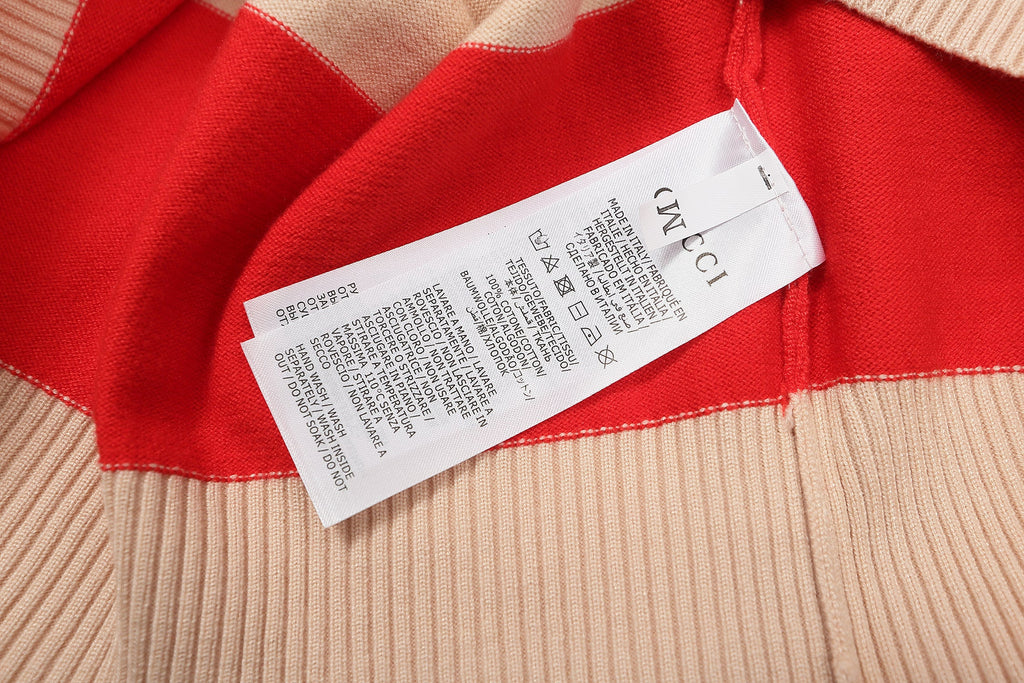 GUCCI Long sleeve polo shirt Interlocking G Knit Cream Red Green mens Banlieue91
