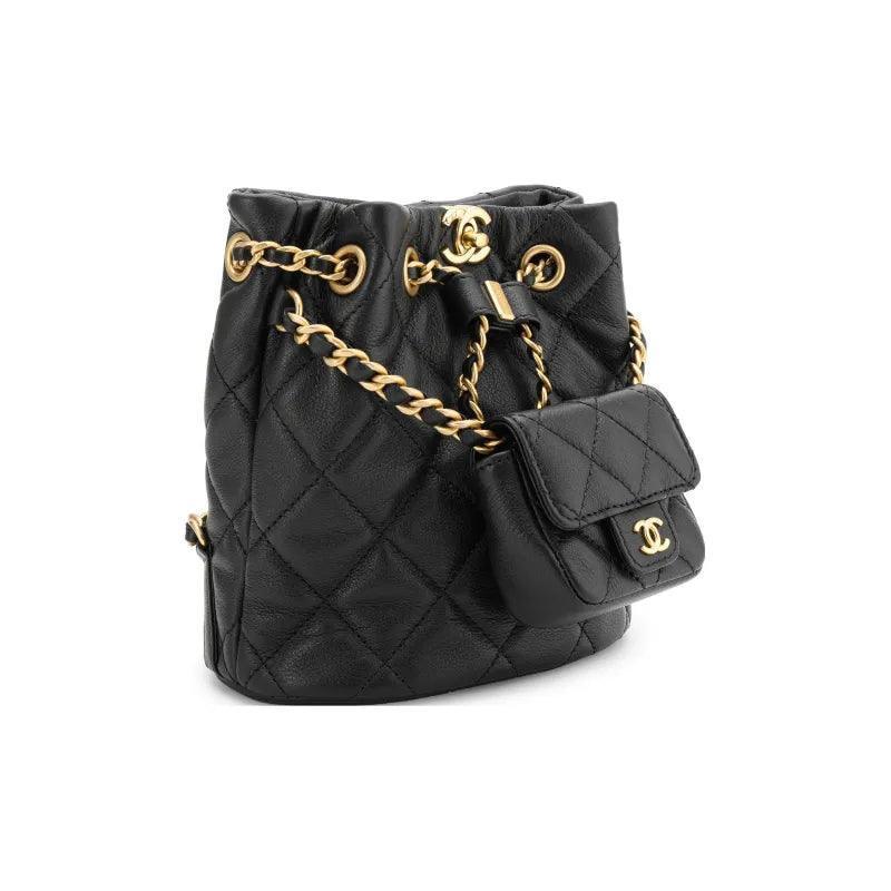 CHANEL Small Drawstring 23A Bucket Black