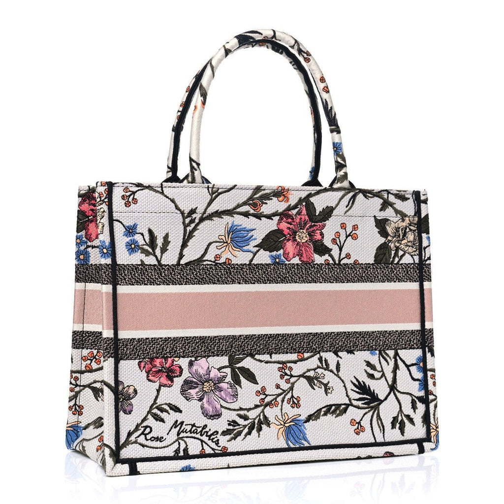 Christian Dior Canvas Embroidered Medium Rosa Mutabilis Book Tote Banlieue91