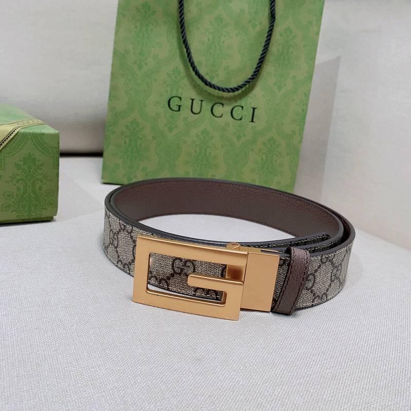 GUCCI Embellished coated-canvas and leather belt 'Grey' Banlieue91