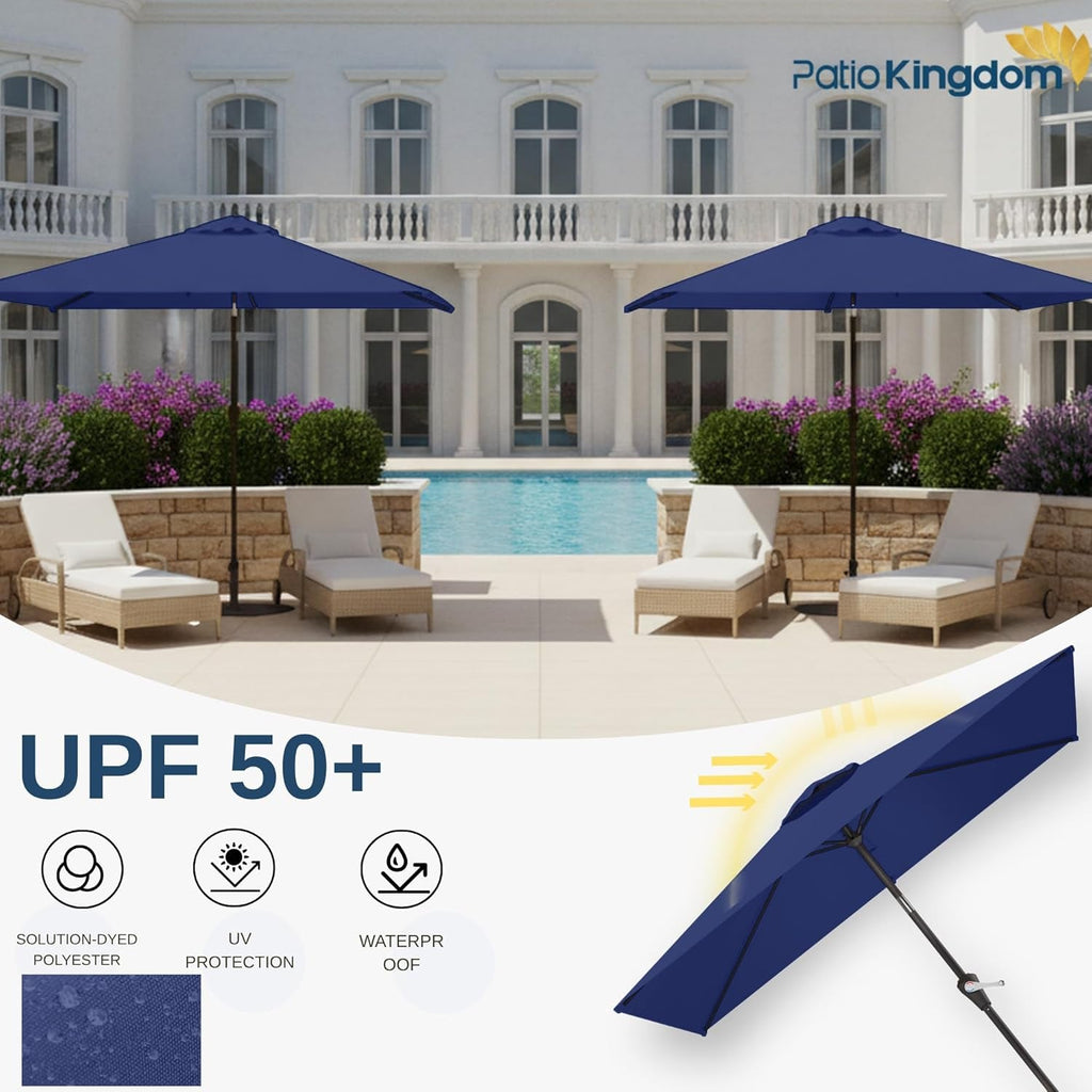 Rectangular Patio Umbrella 6.5x10 Ft Tilt UV Protection