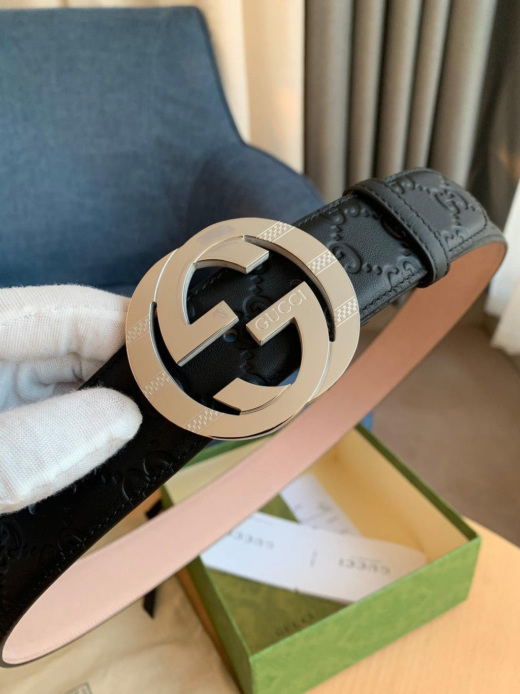 GUCCI Embellished coated-canvas and leather belt 'Black' Banlieue91