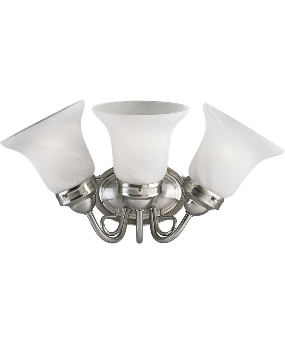 OPEN BOX Bedford 3-Light Etched Alabaster Glass Traditional Bath Vanity Light Brushed Nickel LampsUSA