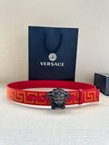 VERSACE La Medusa La Greca Belt In Red Banlieue91