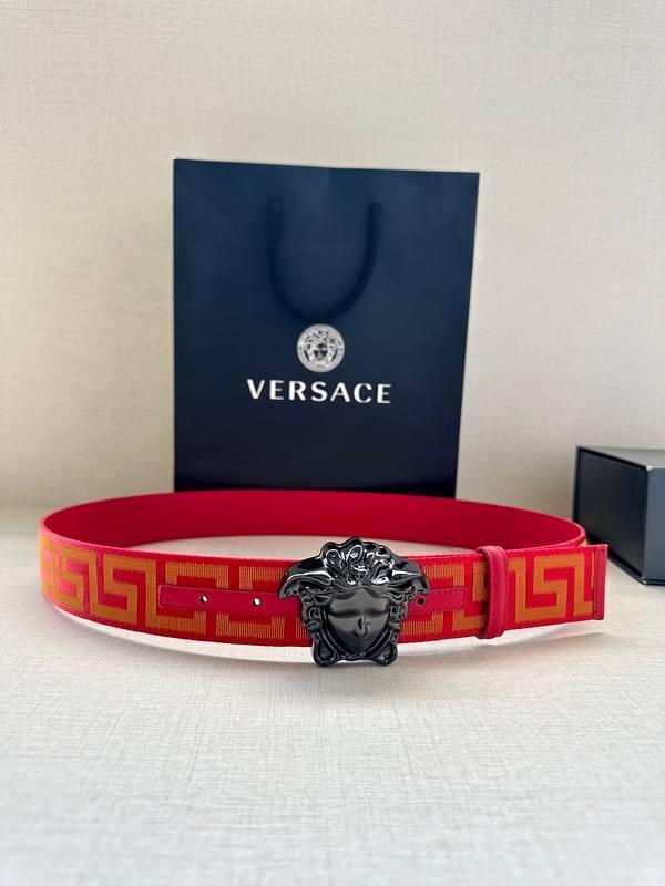 VERSACE La Medusa La Greca Belt In Red Banlieue91