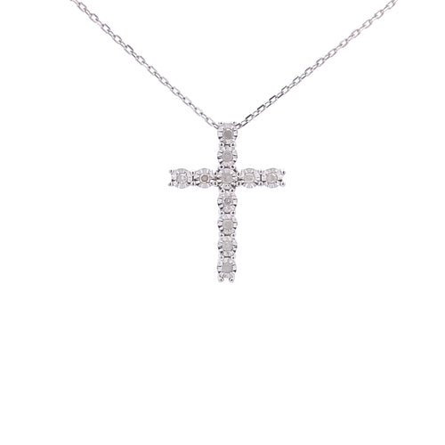 .25ct Diamond Cross Religious Pendant Sterling Silver Bids.com