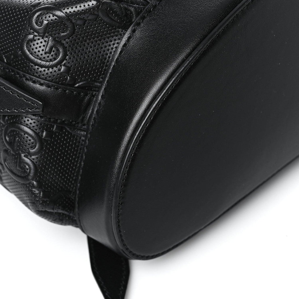 Gucci Calfskin GG Tennis Embossed Double Buckle Backpack Black Banlieue91