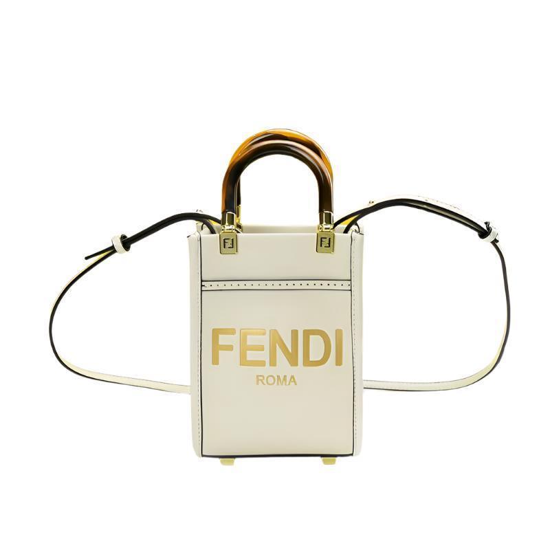 Fendi  Vitello King Plexiglass Logo Embossed Mini Fendi Sunshine Shopper Tote
