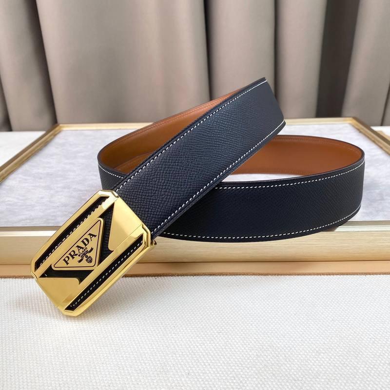 Prada Leather Belt Brushed Golden Buckle 'Black' Banlieue91