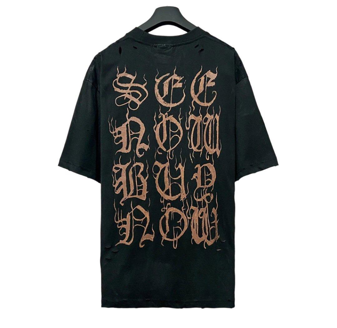 Balenciaga Faded Black T-Shirt Without Collar Banlieue91