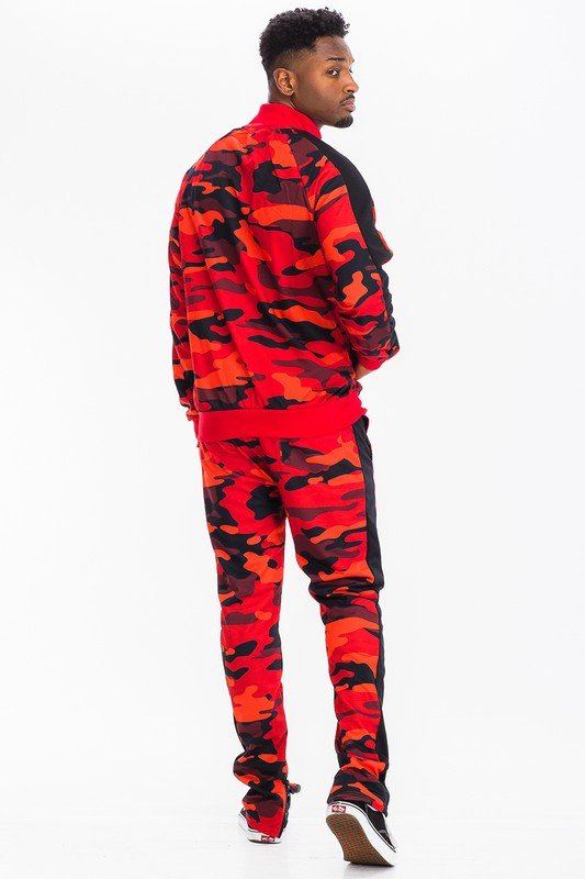 Men’s Camo Zip Jacket & Jogger Tracksuit Set