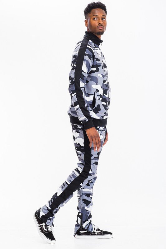 Men’s Camo Zip Jacket & Jogger Tracksuit Set