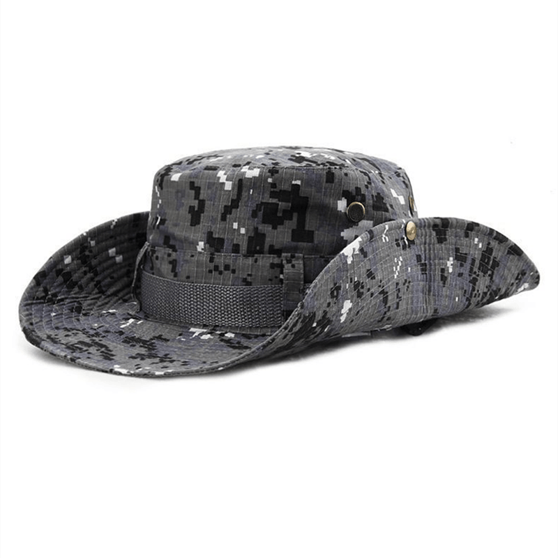 Camouflage Outdoor Bucket Hat Camping Hat Men Foldable Sun Cap Breathable Adjustable Bucket Cap for Men/Women Sports Sun Cap Unisex Fishing Hiking Travel Solid Color Hats Stevvex