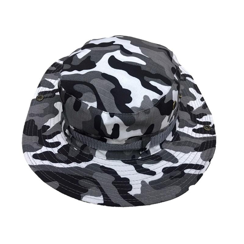 Camouflage Outdoor Bucket Hat Camping Hat Men Foldable Sun Cap Breathable Adjustable Bucket Cap for Men/Women Sports Sun Cap Unisex Fishing Hiking Travel Solid Color Hats Stevvex