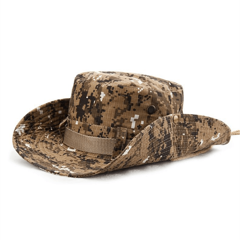 Camouflage Outdoor Bucket Hat Camping Hat Men Foldable Sun Cap Breathable Adjustable Bucket Cap for Men/Women Sports Sun Cap Unisex Fishing Hiking Travel Solid Color Hats Stevvex