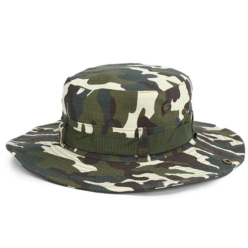 Camouflage Outdoor Bucket Hat Camping Hat Men Foldable Sun Cap Breathable Adjustable Bucket Cap for Men/Women Sports Sun Cap Unisex Fishing Hiking Travel Solid Color Hats Stevvex