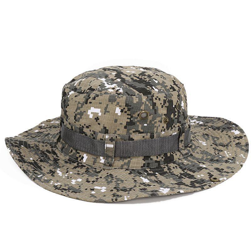 Camouflage Outdoor Bucket Hat Camping Hat Men Foldable Sun Cap Breathable Adjustable Bucket Cap for Men/Women Sports Sun Cap Unisex Fishing Hiking Travel Solid Color Hats Stevvex