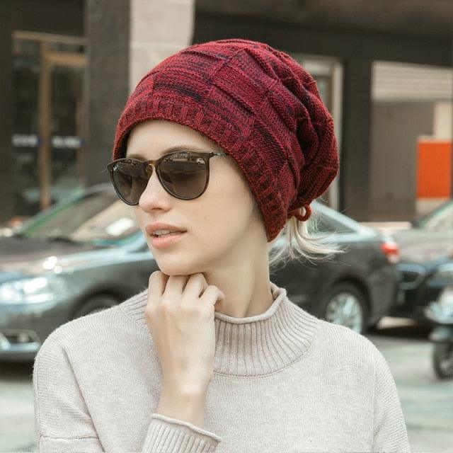 Caps Warmer Bonnet Casual Cap Winter Beanie Hats Hat winter hat Bobble Hat Winter Balaclava Women Bandana Baotou Cap Scarf Warm Thick Beanie Skellies Women Girls Cable Knit Soft Cute Beanie with Ears Detachable Pompom Fur Hat Girls Stevvex