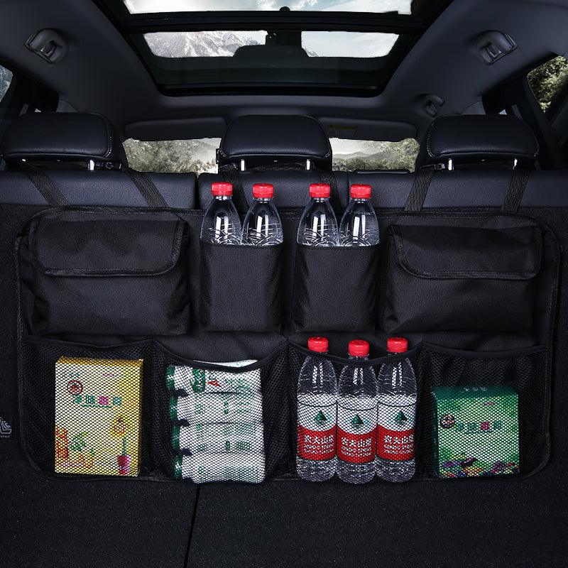 Car Trunk Organizer Adjustable Backseat Storage Bag Net High Capacity Multi-use Oxford Automobile Adjustable Strap Durable Seat Back Organizers Universal Back Seat Trunk Organizer Hanging Car Organizer Trunk Foldable Cargo Storage Backseat Trunk Organizer Stevvex