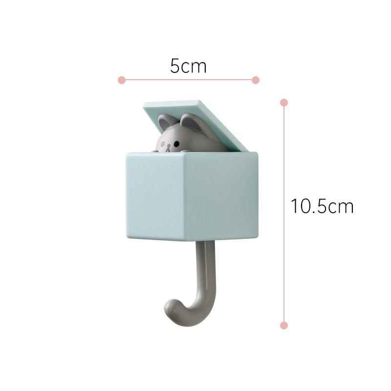 Cartoon Cat Hook Self Adhesive Dormitory Bedroom Door Hangers Hooks Key Umbrella Towel Cap Coat Rack Wall Animal Decoration Rack Non-Marking Hook Nail-Free Animal Hook Entrance Key Strong Sticking Hook Stevvex