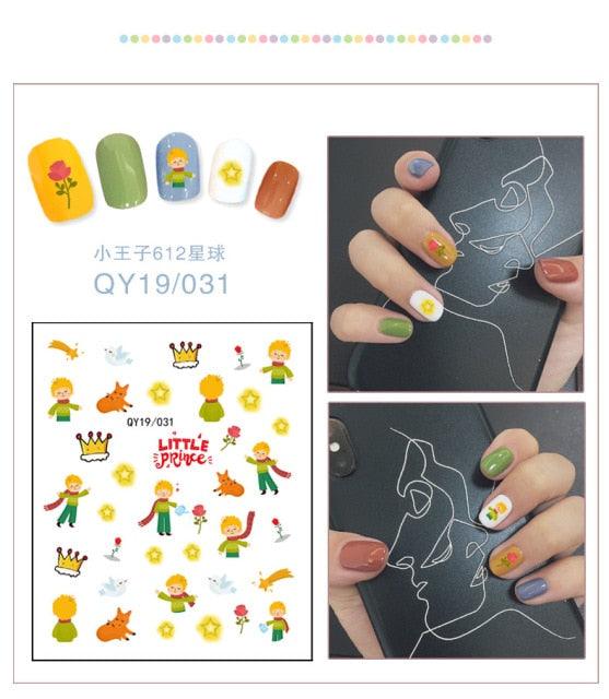 Cartoon Characters Plants Animals Forest Flowers Small Fresh Flowers 3D Nail Stickers Hyuna Style Nail Patch Waterproof Self Adhesive Nail Decals for Nail Art Decoration Including Hearts Stars Letters Bowknot Leaves Flowers Plants Fruits Butterflies