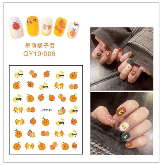 Cartoon Characters Plants Animals Forest Flowers Small Fresh Flowers 3D Nail Stickers Hyuna Style Nail Patch Waterproof Self Adhesive Nail Decals for Nail Art Decoration Including Hearts Stars Letters Bowknot Leaves Flowers Plants Fruits Butterflies
