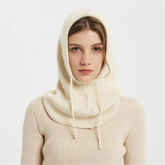 Cashmere Winter Knitted Hat Beanie Women Scarf Skellies Beanies Winter Hats For Women Men Cap Solid Bonnet Mask Brand Hat Balaclava Shawl Women Winter Hat Soft Knitted Hooded Neck Collar Cap Beanie Hat Warm Scarf Unisex Bonnet Hooded Scarf Hat Stevvex
