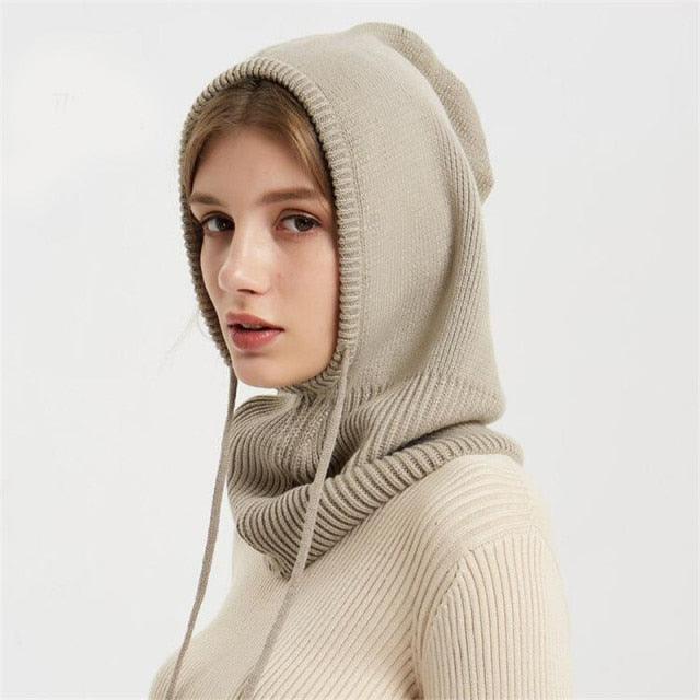 Cashmere Winter Knitted Hat Beanie Women Scarf Skellies Beanies Winter Hats For Women Men Cap Solid Bonnet Mask Brand Hat Balaclava Shawl Women Winter Hat Soft Knitted Hooded Neck Collar Cap Beanie Hat Warm Scarf Unisex Bonnet Hooded Scarf Hat Stevvex