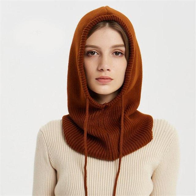 Cashmere Winter Knitted Hat Beanie Women Scarf Skellies Beanies Winter Hats For Women Men Cap Solid Bonnet Mask Brand Hat Balaclava Shawl Women Winter Hat Soft Knitted Hooded Neck Collar Cap Beanie Hat Warm Scarf Unisex Bonnet Hooded Scarf Hat Stevvex