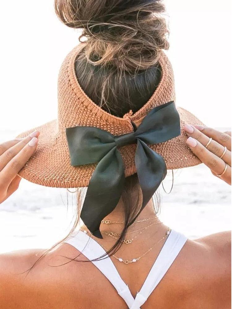 Casual Summer Hats For Women Foldable Hollow Out Hat Modern Women's Simple Vintage Comfortable Sun Hats Cute Women Wide Beach Hats Girl Outside Travel Hats Stevvex
