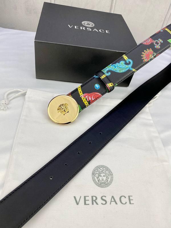 Versace MEDUSA BIGGIE ENAMEL LEATHER BELT Banlieue91