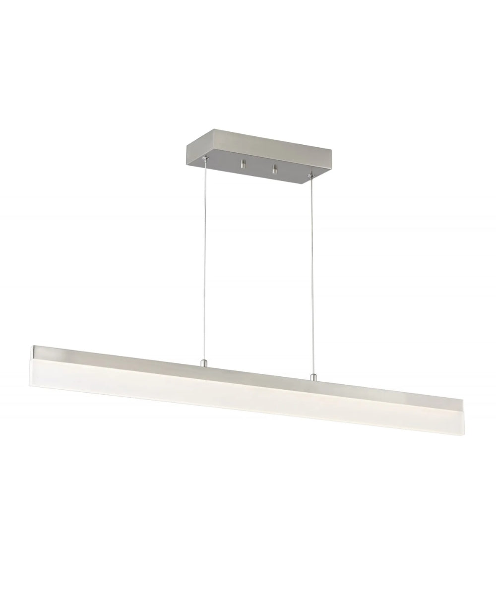 36"W 1-Light Linear Bar Ribbon LED Kitchen Island Light Fixture Brushed Nickel Finish Acrylic Shade LampsUSA