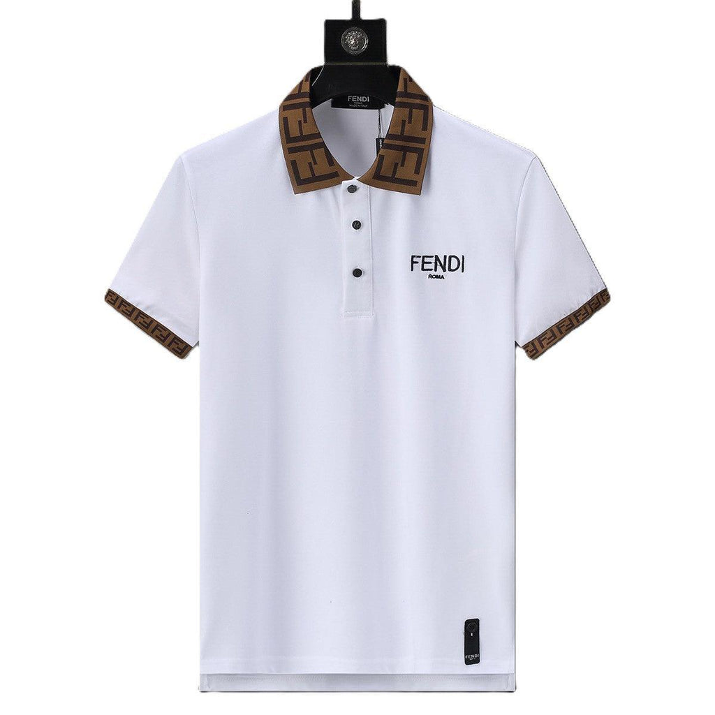 Fendi White T-shirt with Collar Banlieue91
