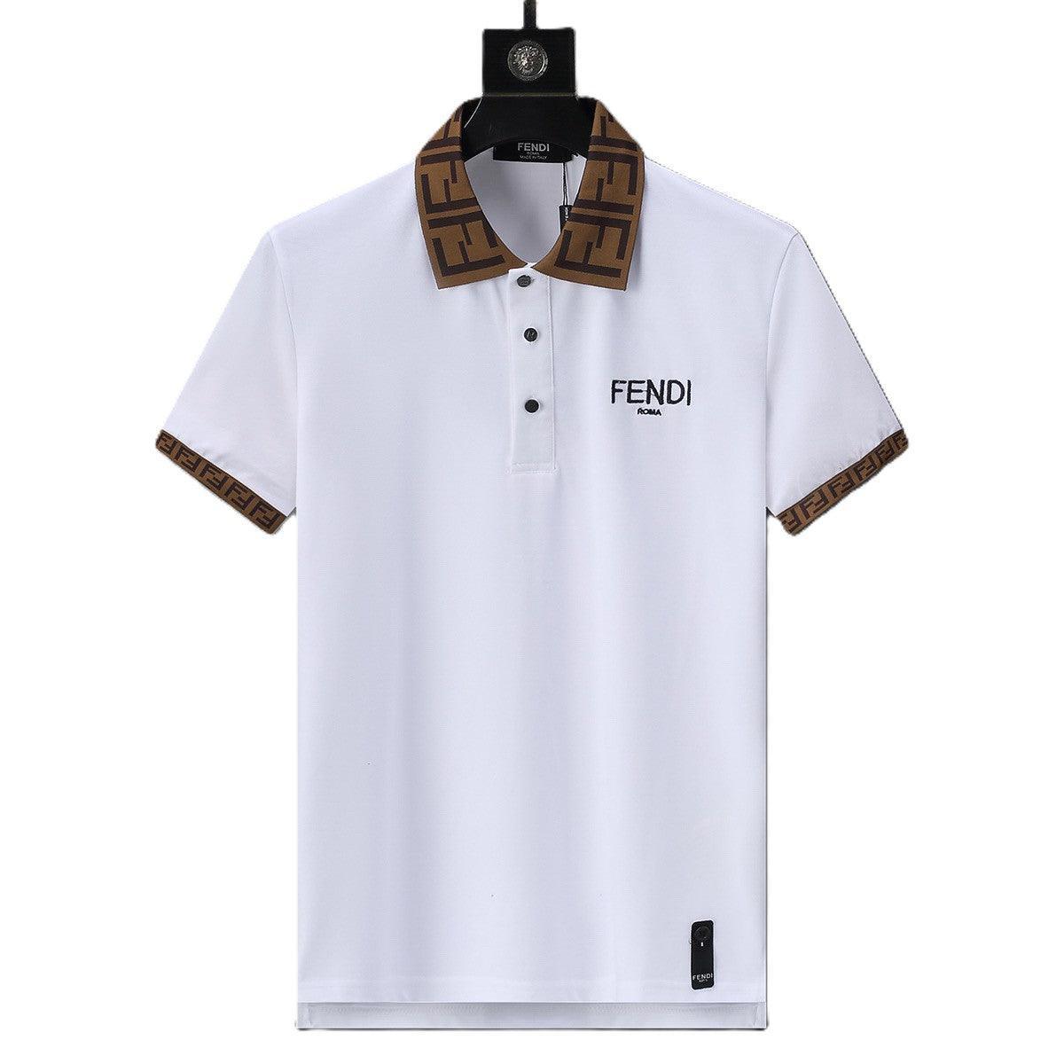 Fendi White T-shirt with Collar Banlieue91
