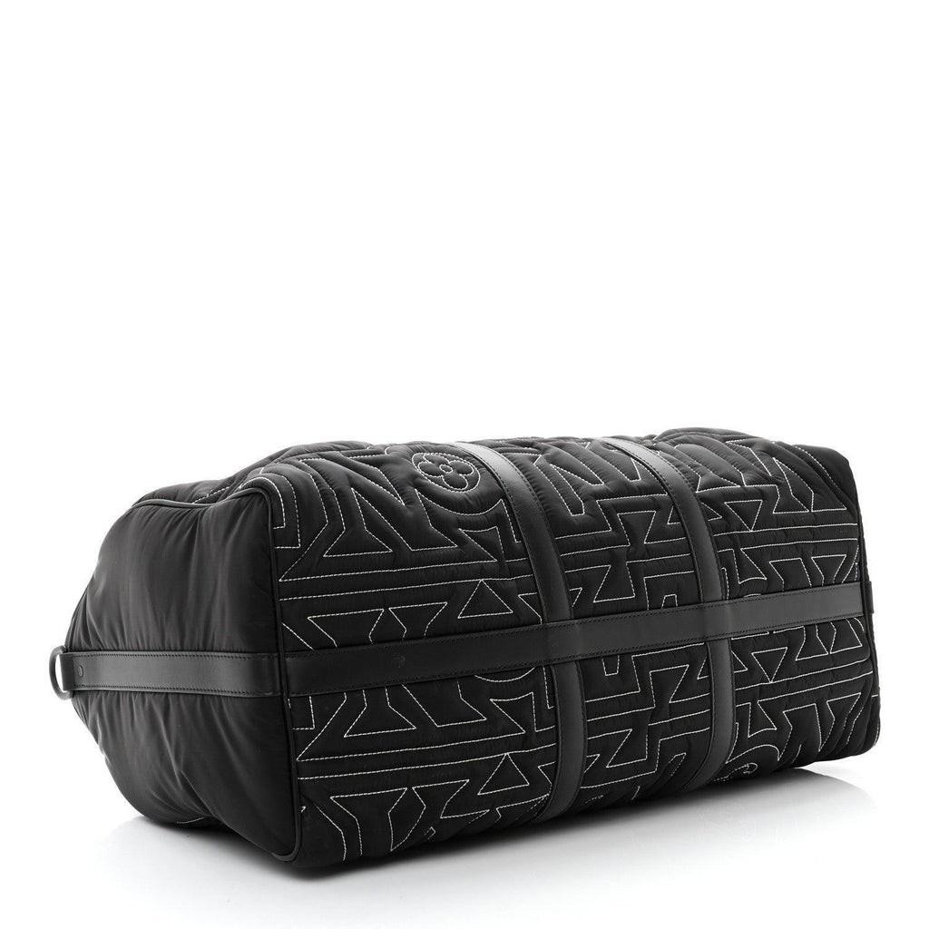 Louis Vuitton Nylon Embroidered Keepall Bandouliere 50 Black Banlieue91