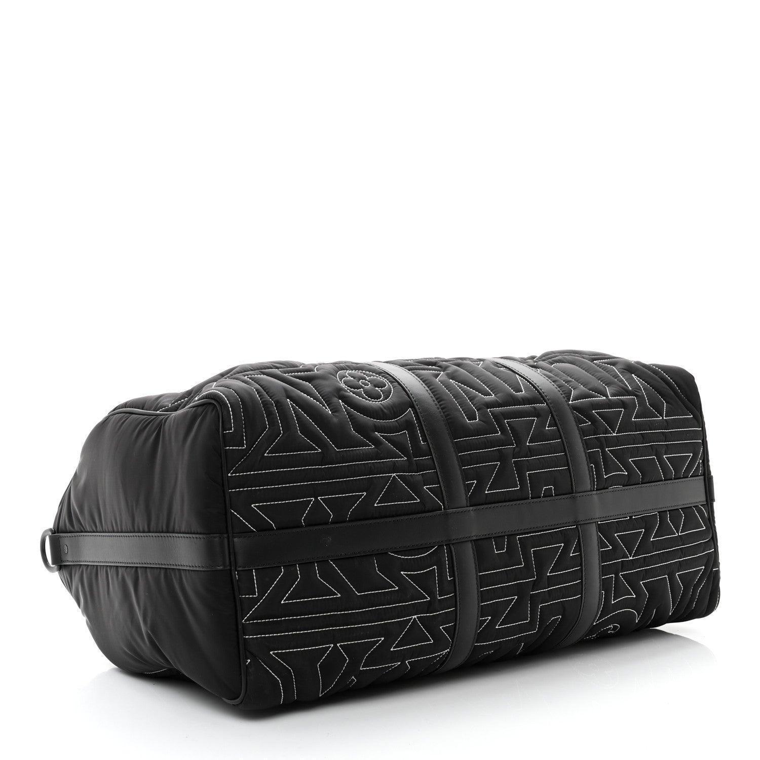 Louis Vuitton Nylon Embroidered Keepall Bandouliere 50 Black Banlieue91