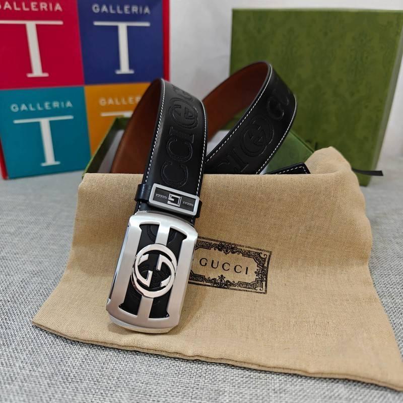 GUCCI Embellished coated-canvas and leather belt 'Black' Banlieue91