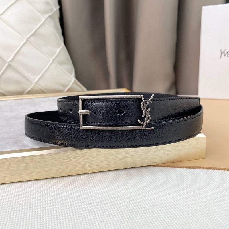 Saint Laurent Classic Monogram Square Buckle Belt Embossed Leather Banlieue91