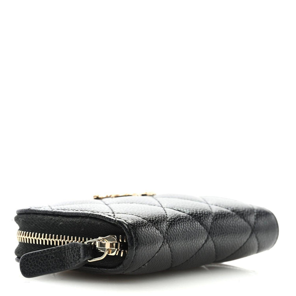 Chanel  Caviar Quilted Multi Chain CC Zip Coin Purse Black Banlieue91